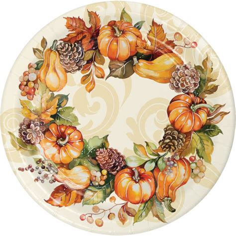 autumn plastic plates|custom plastic plates fall wreath.